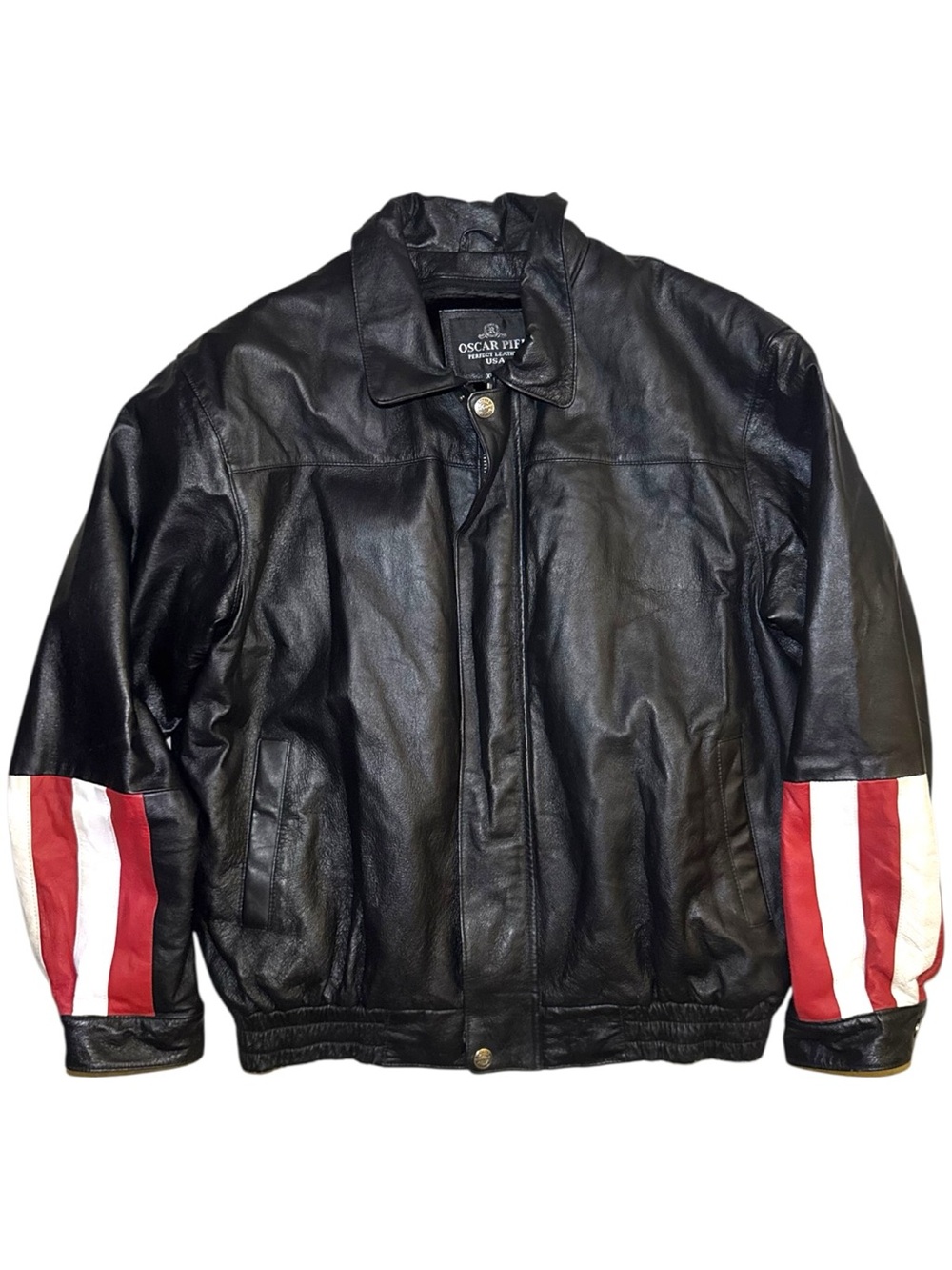 Oscar Piel American Flag Eagle USA Genuine Vintage Leather Jacket